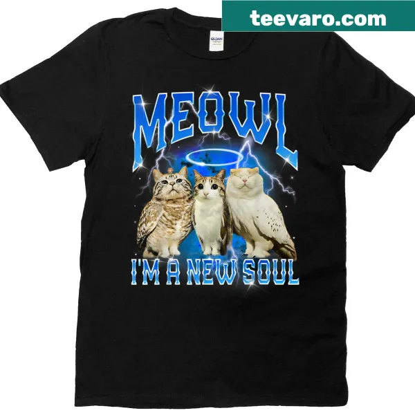 Bootleg Meowl t-shirt with a cartoon cat and owl design for humor lovers