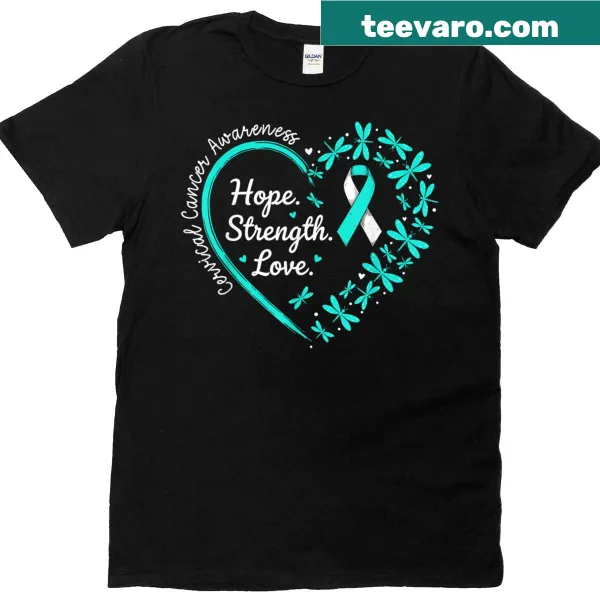 Cervical cancer awareness T-shirt with heart and inspirational text