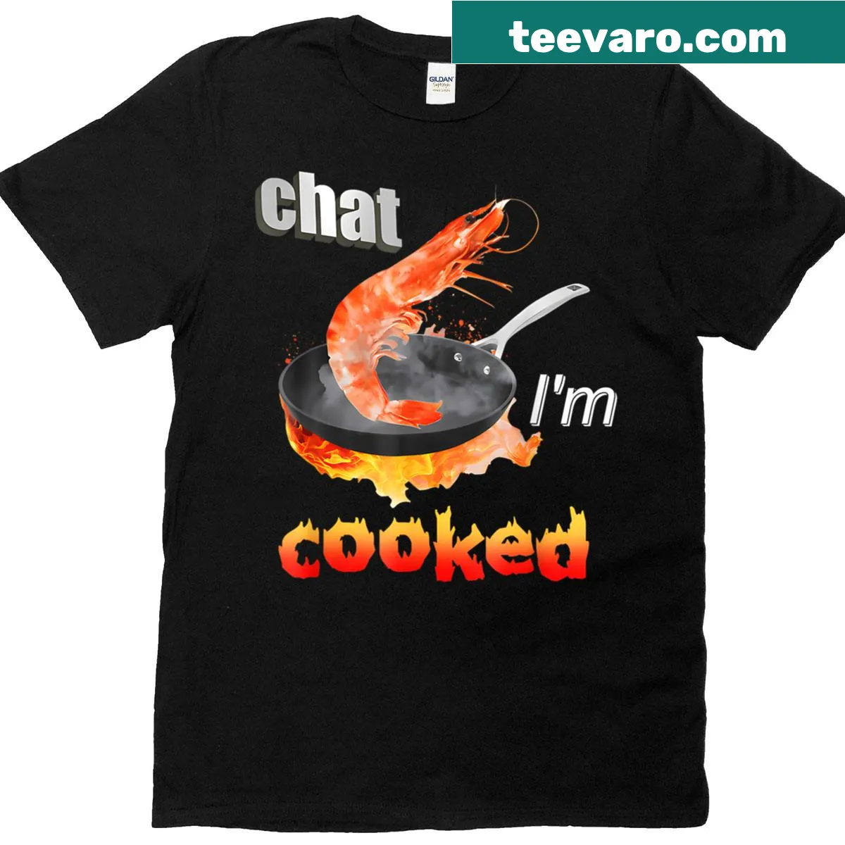 Funny saying T-shirt with text: 'Chat I'm Cooked'. — on a men's t-shirt