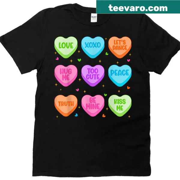 Valentine's Day t-shirt with a cute candy heart graphic
