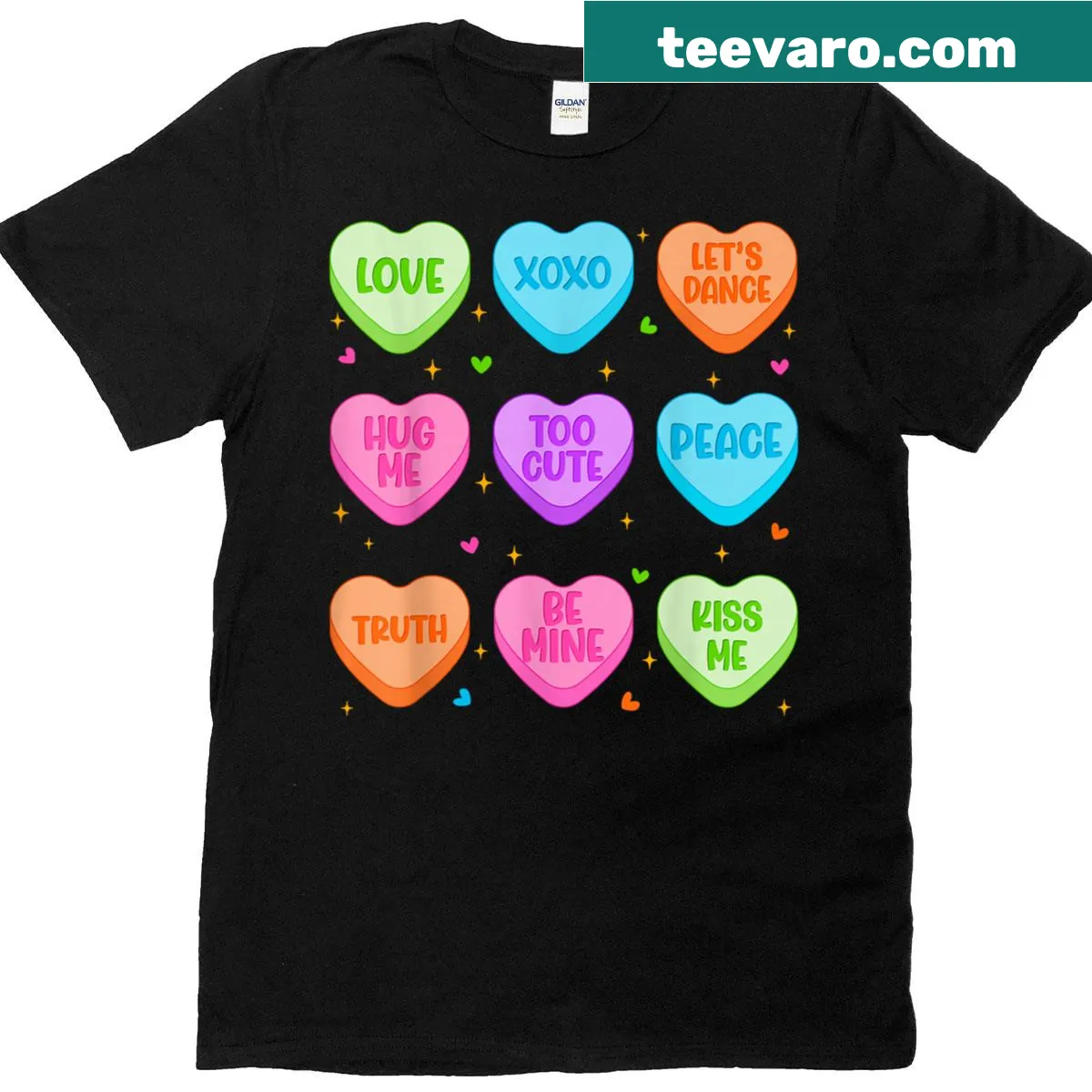 Valentine's Day t-shirt with a cute candy heart graphic — on a men's t-shirt