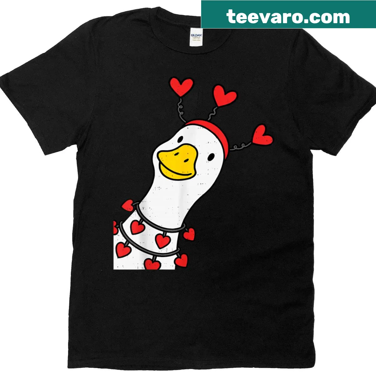 Cute goose Valentine's Day t-shirt for women and teens — on a men's t-shirt