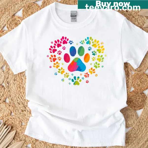 Heart made of dog paws graphic for animal lovers