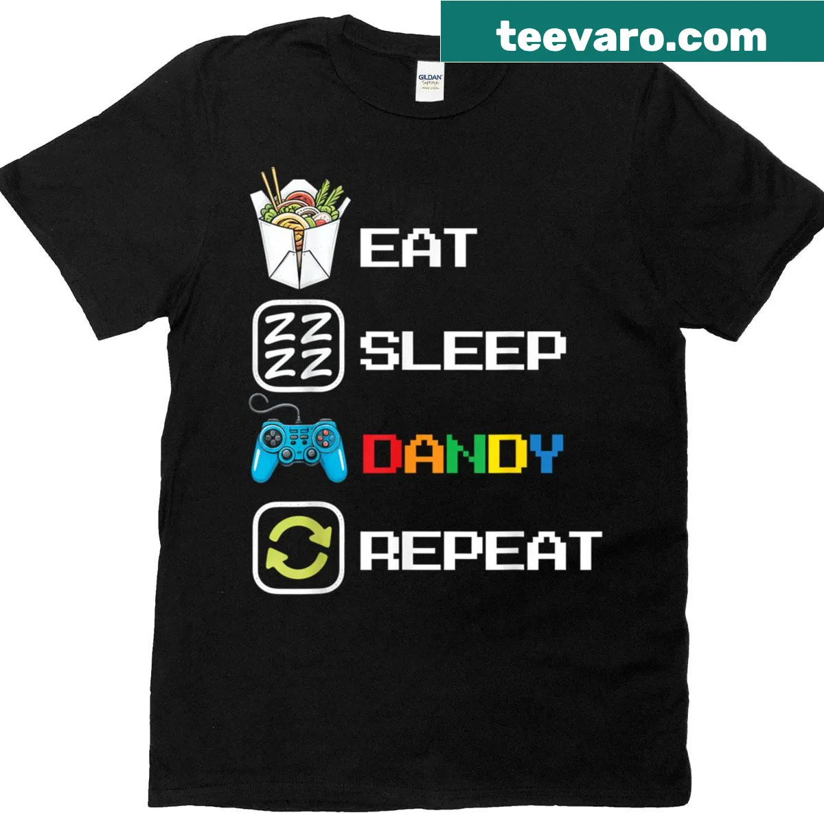 Retro gamer foodie kids t-shirt with fun phrase design — on a men's t-shirt