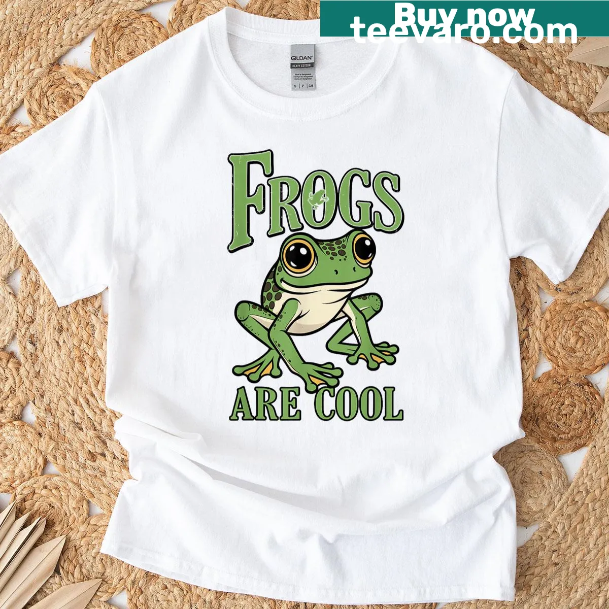 Funny t-shirt featuring the slogan 'Frogs Are Cool' — on a men's t-shirt