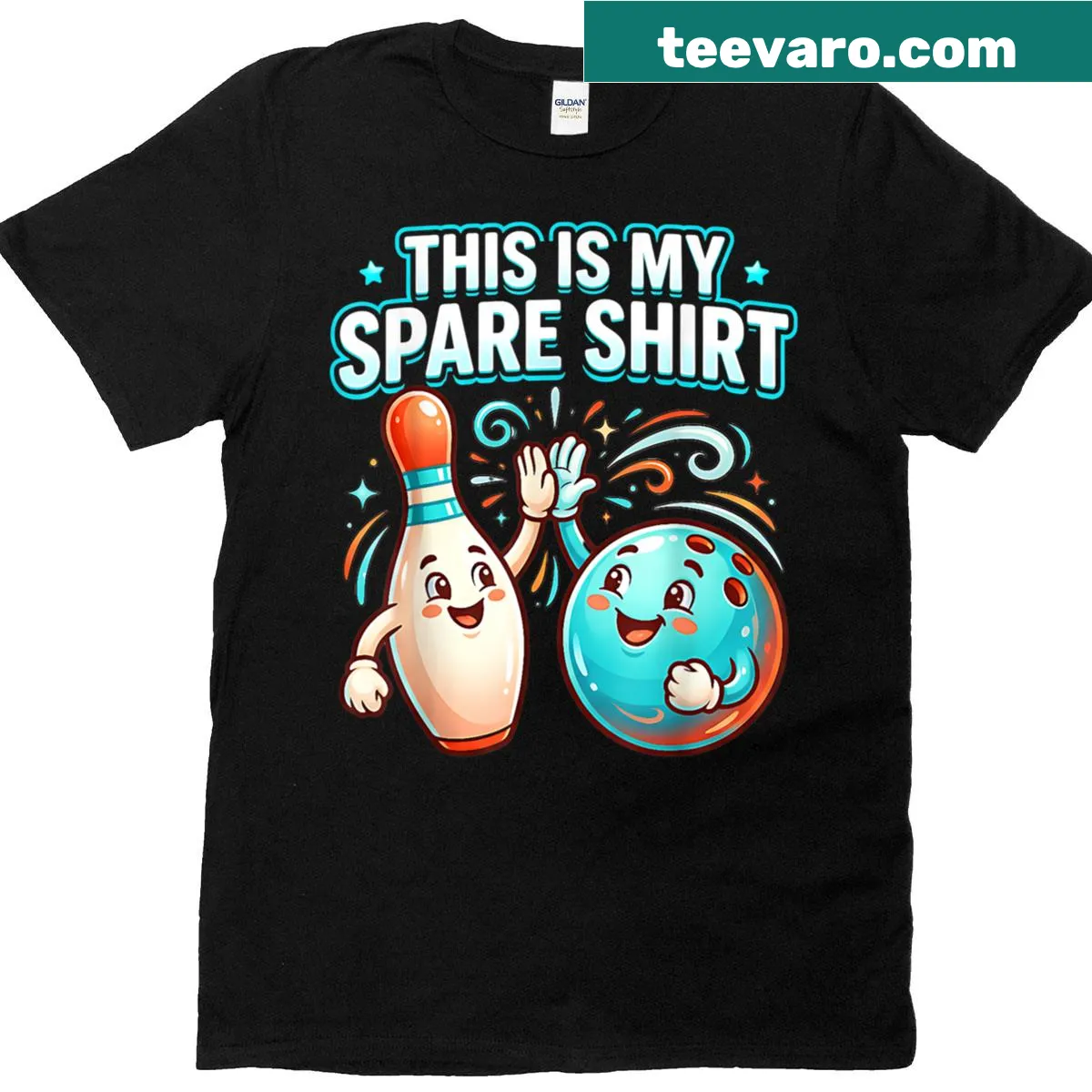 Funny bowling t-shirt with the phrase 'This Is My Spare' — on a men's t-shirt