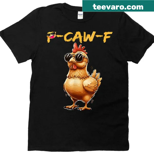Cartoon chicken in sunglasses graphic T-shirt with humor