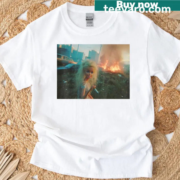 Amusing T-shirt featuring a funny doll face meme with a smoking theme.