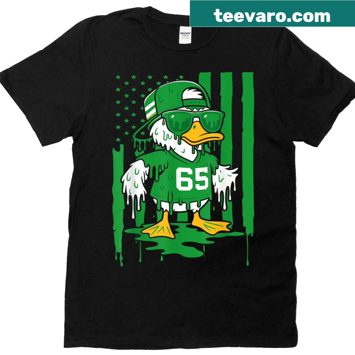 Funny Duck Drip T-shirt with playful duck graphic — on a men's t-shirt