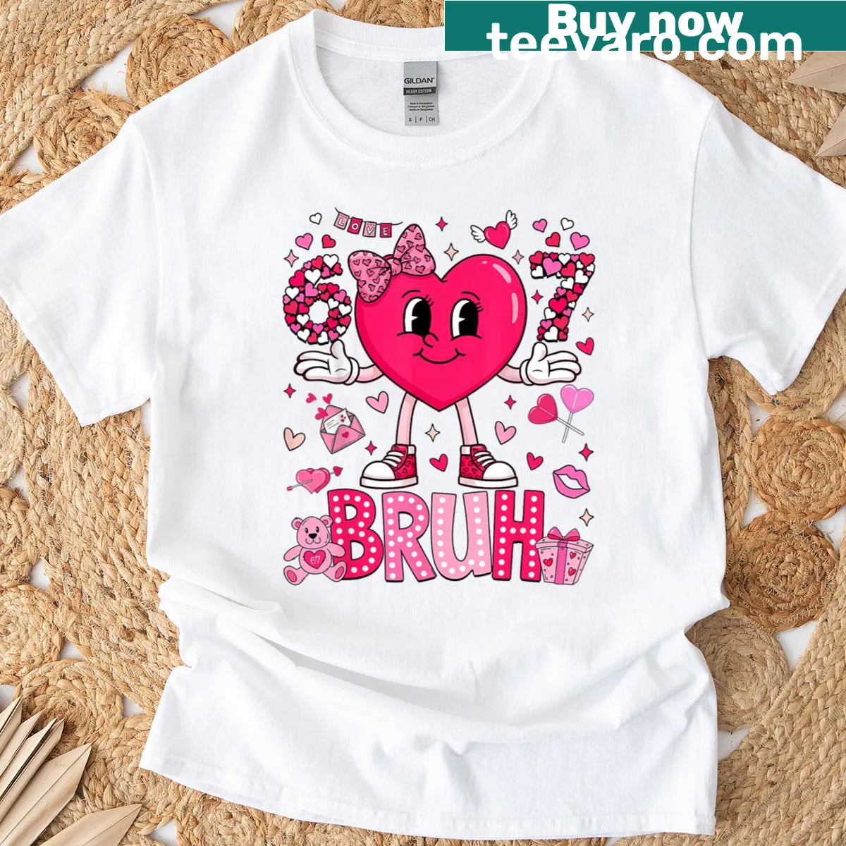 Funny meme typography with hearts on a t-shirt — on a men's t-shirt