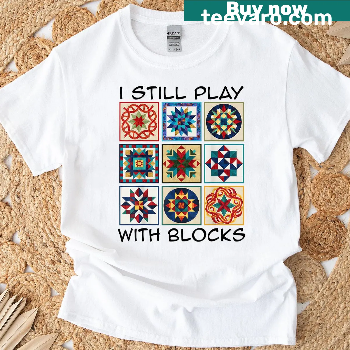 Humorous quilting and sewing graphic on a T-shirt — on a men's t-shirt