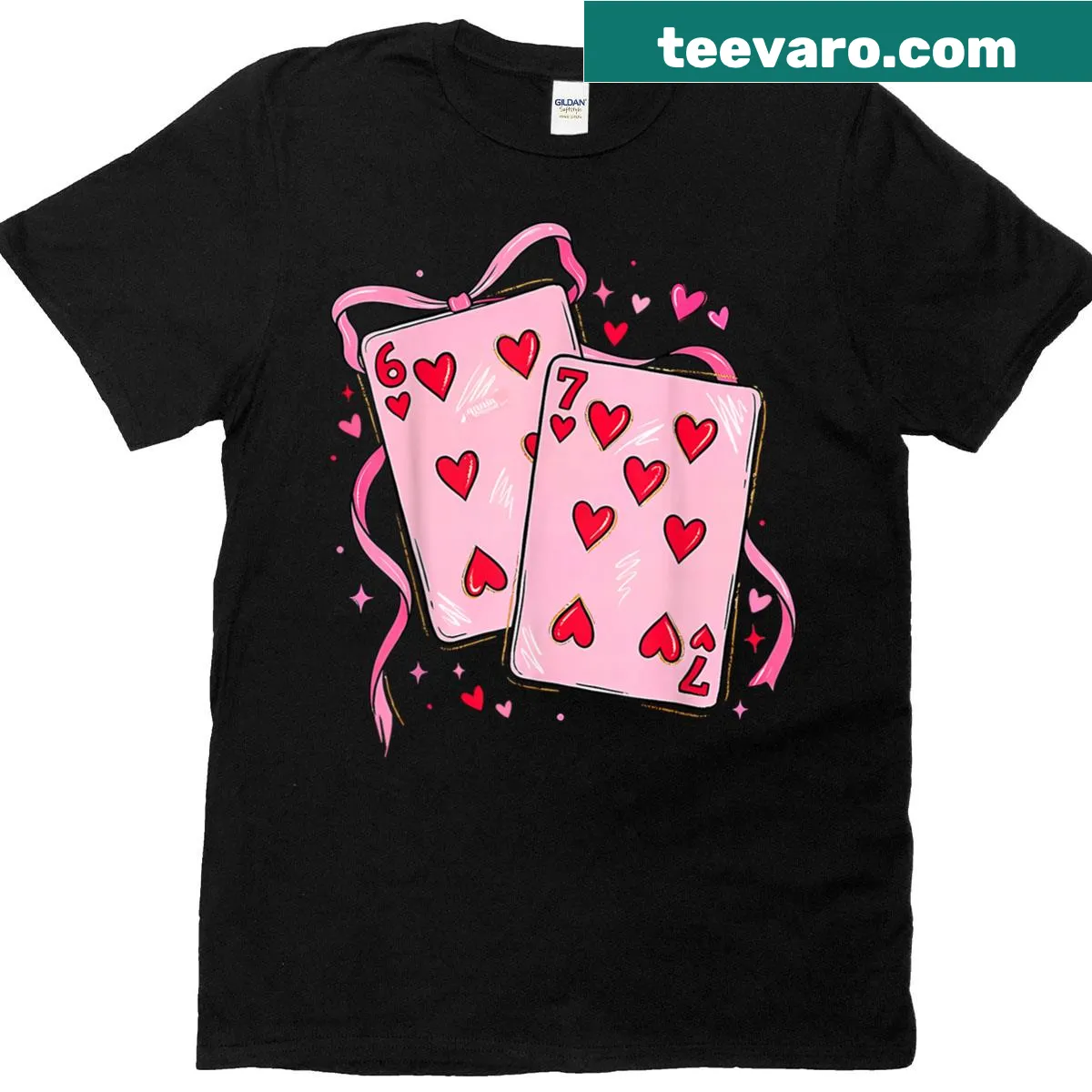 T-shirt with 'Six Seven 6 7' humorous meme text — on a men's t-shirt