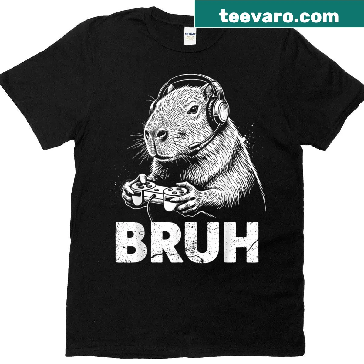 Capybara graphic with 'Bruh' text for gamers — on a men's t-shirt
