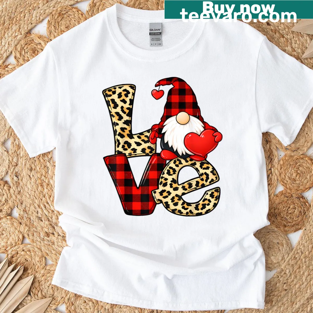 T-shirt featuring cute gnomes in a love theme for Valentine's Day — on a men's t-shirt