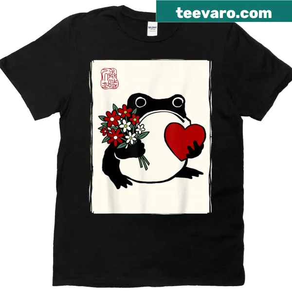 Funny grumpy frog graphic with heart for Valentine's Day t-shirt