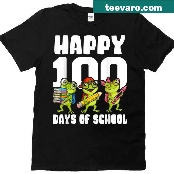 Cute frogs design with text for 100 days of school celebration.