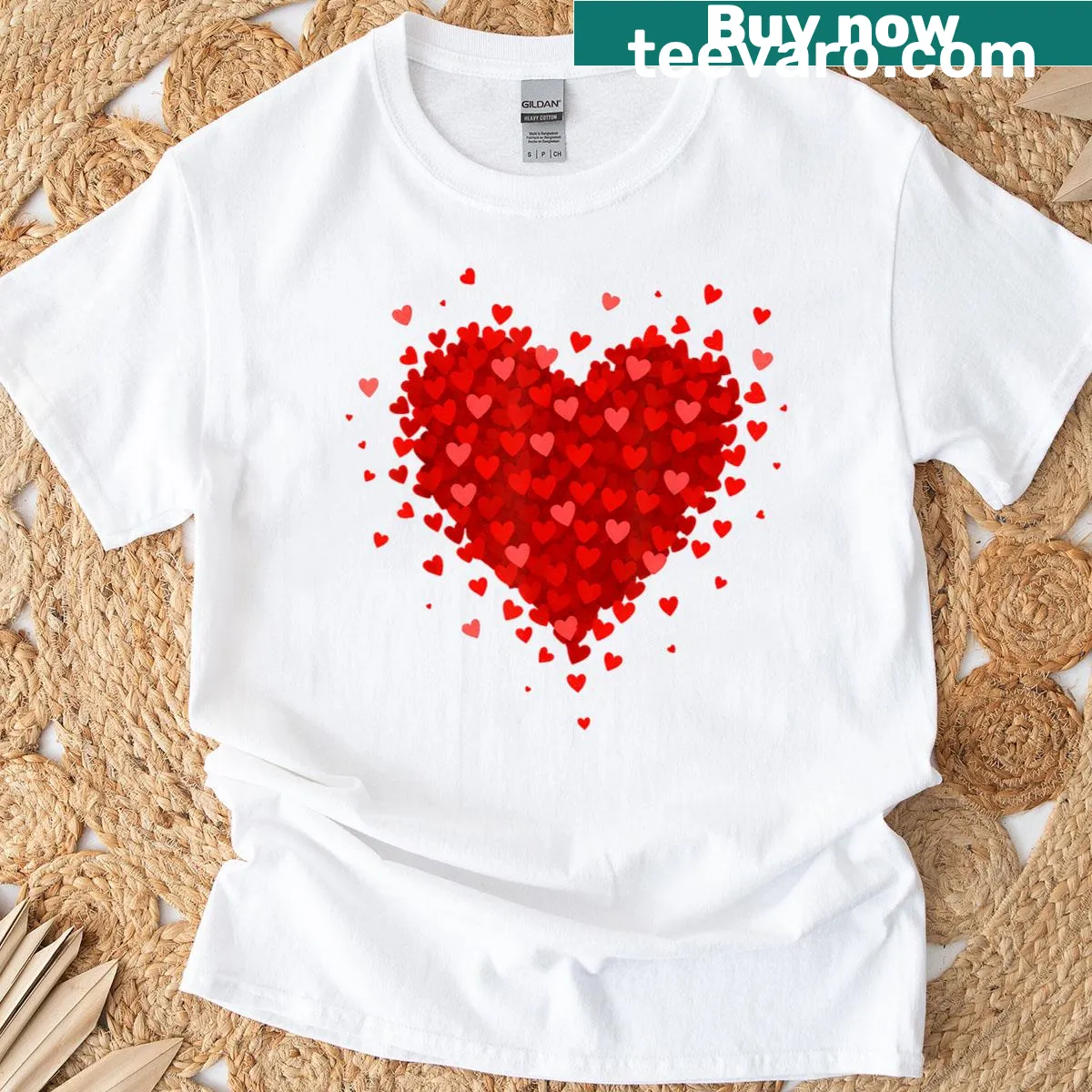 Cute heart design made of smaller hearts for Valentine's Day — on a men's t-shirt