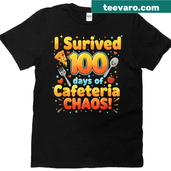 Funny lunch lady tee with text about surviving cafeteria chaos