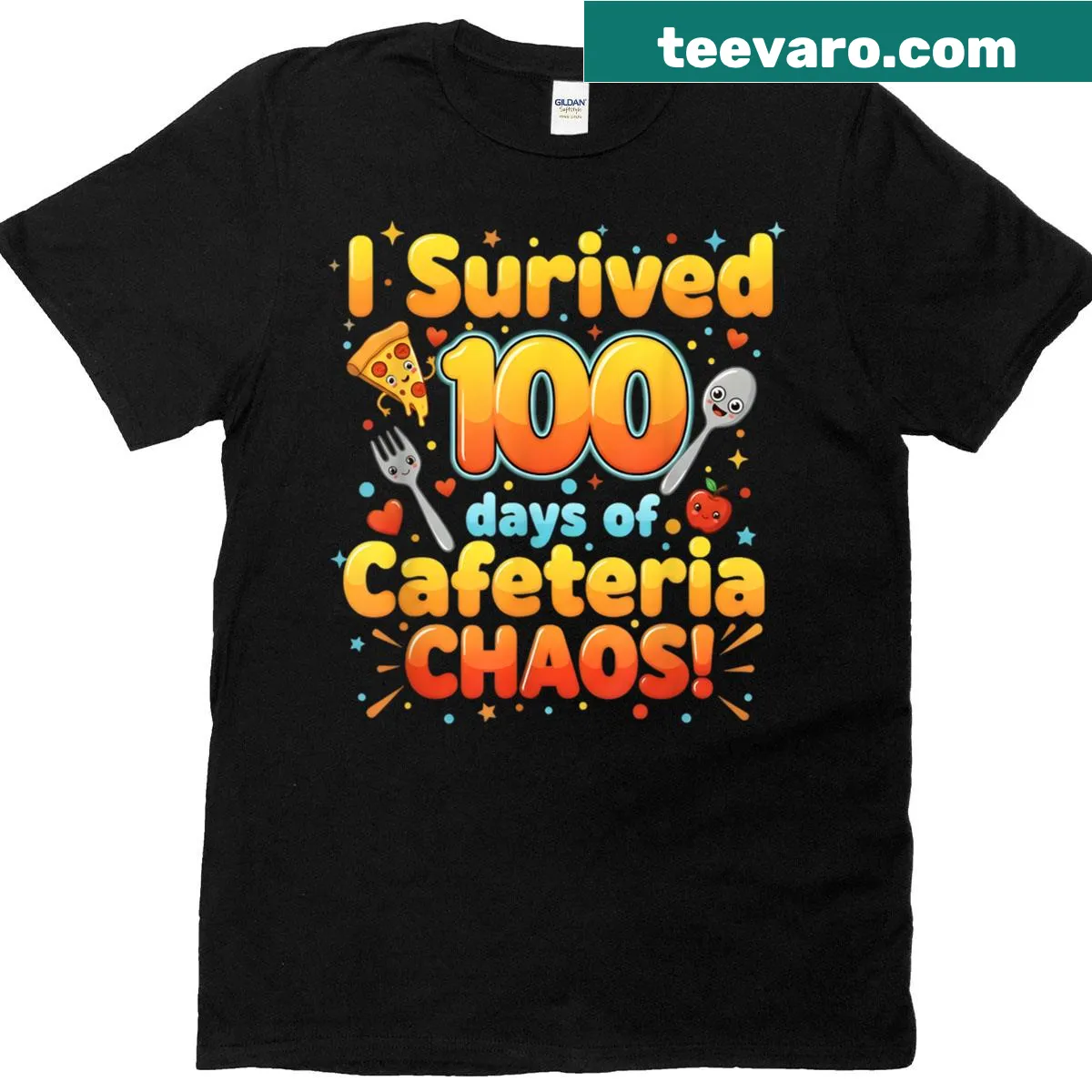 Funny lunch lady tee with text about surviving cafeteria chaos — on a men's t-shirt