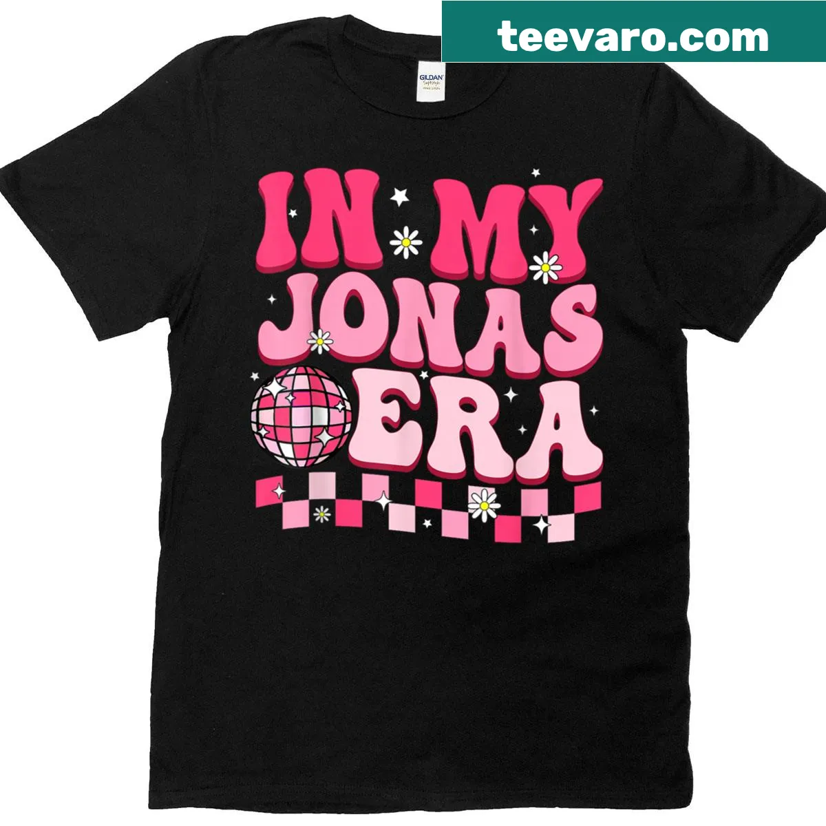 Funny kids t-shirt with 80's Jonas era theme — on a men's t-shirt