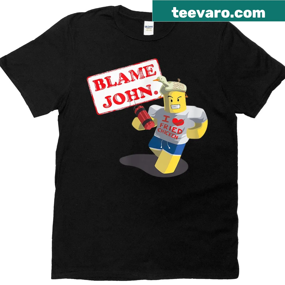 Funny design T-shirt saying 'I Love Fried Chicken' in bold text — on a men's t-shirt