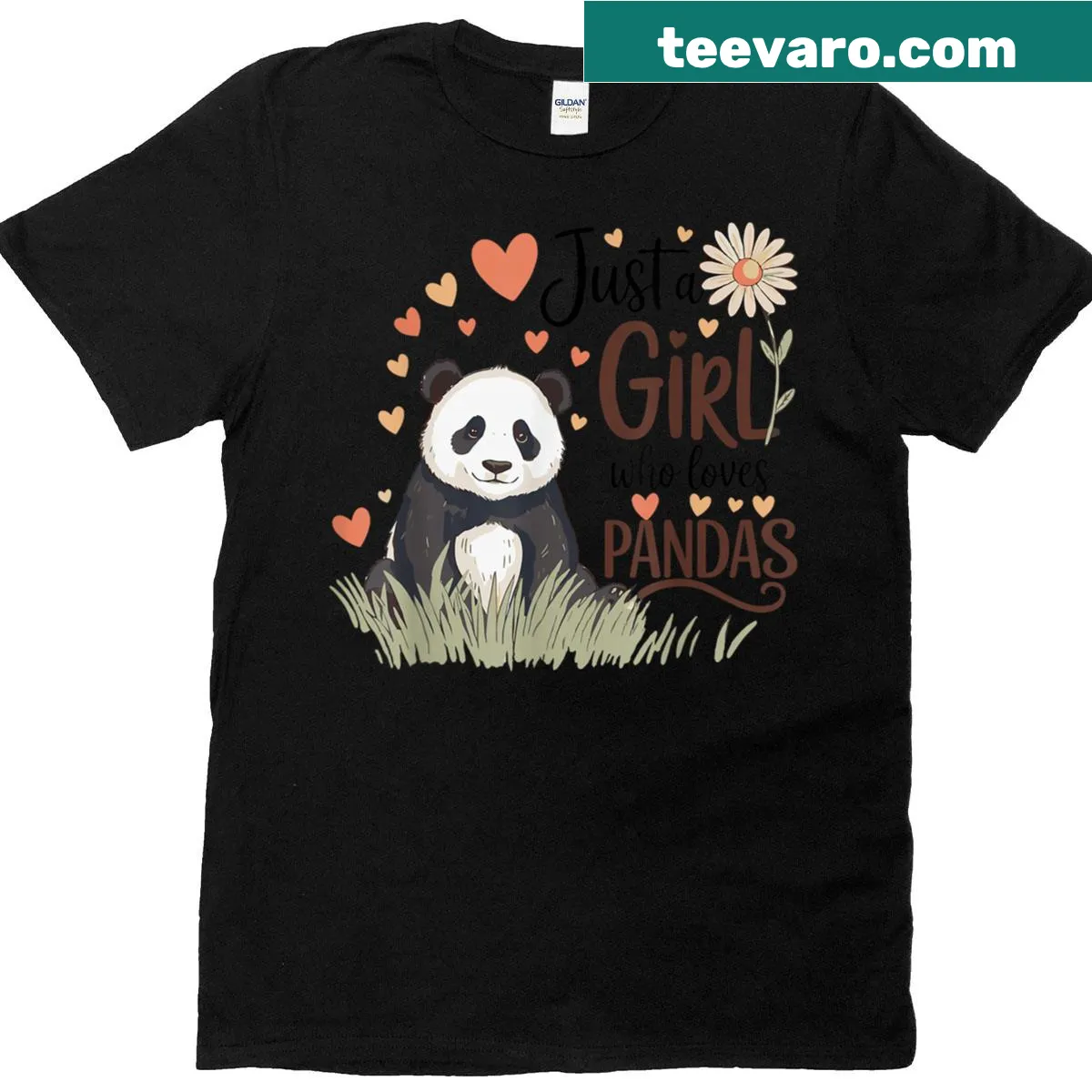 Cute t-shirt with panda graphics and the phrase 'Just A Girl Who Loves Pandas' — on a men's t-shirt