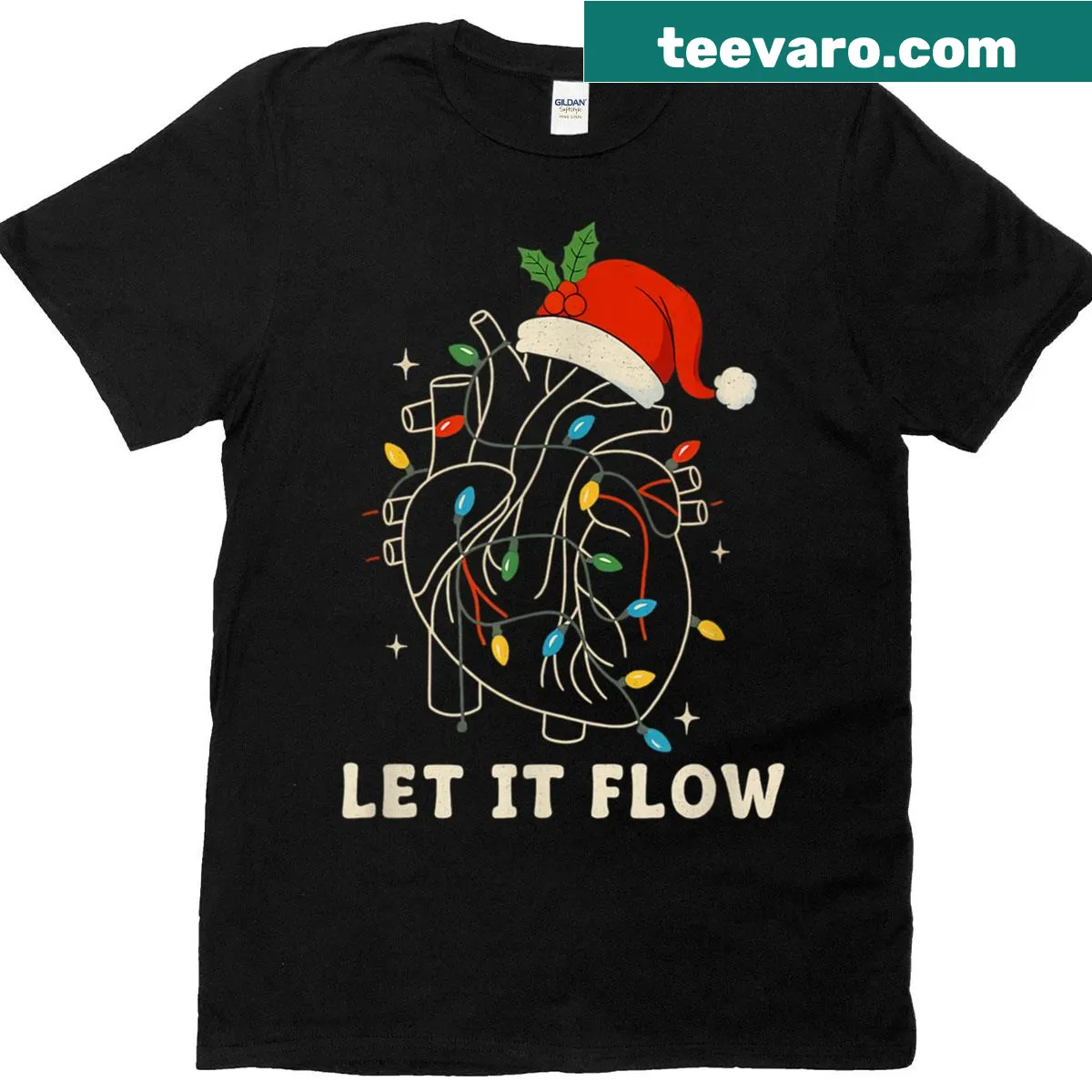 Funny anatomical heart design with medical details for Christmas. — on a men's t-shirt