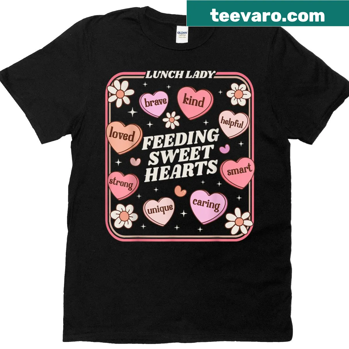 Retro t-shirt celebrating lunch ladies for Valentine's Day — on a men's t-shirt