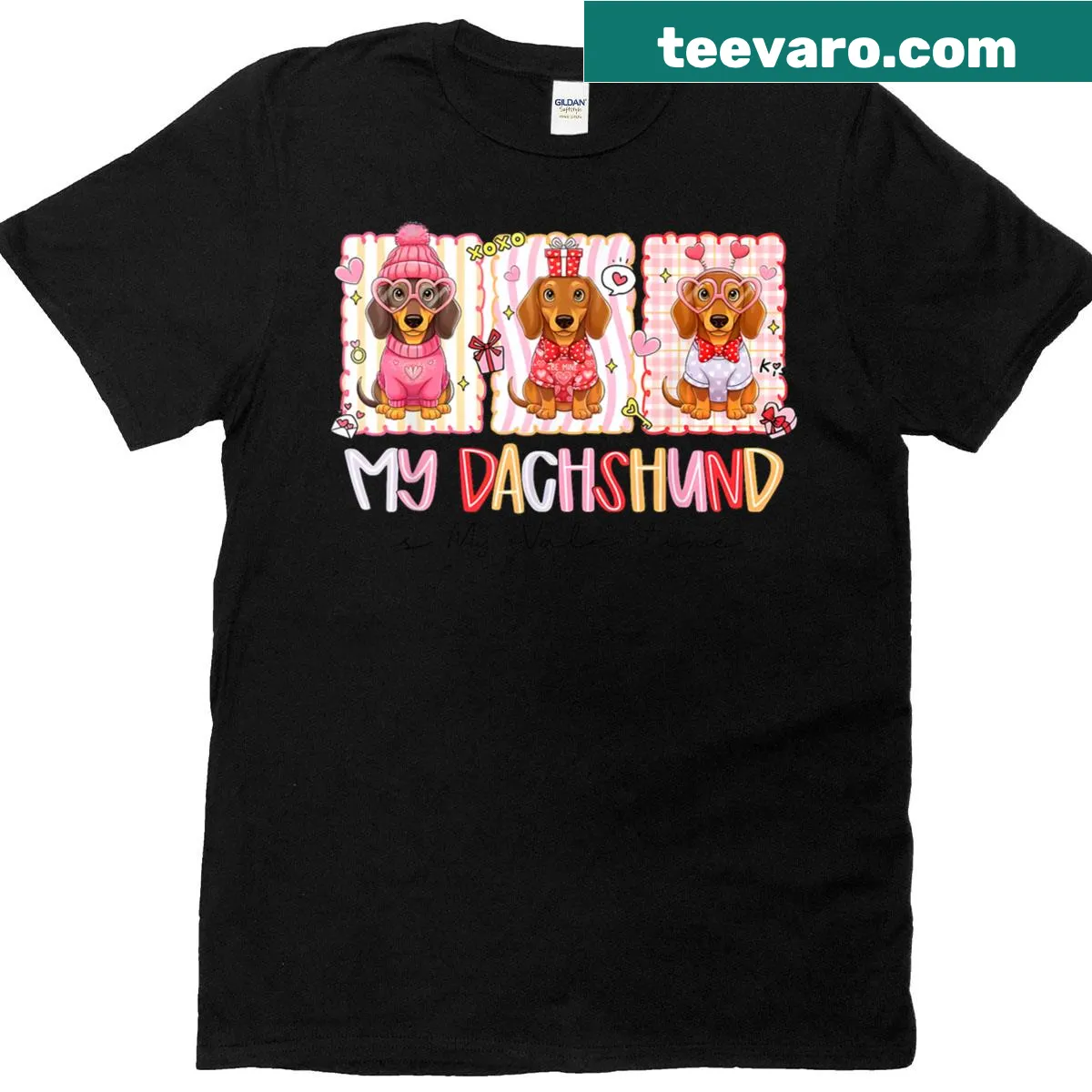 Heartwarming T-shirt featuring dachshund design and text — on a men's t-shirt