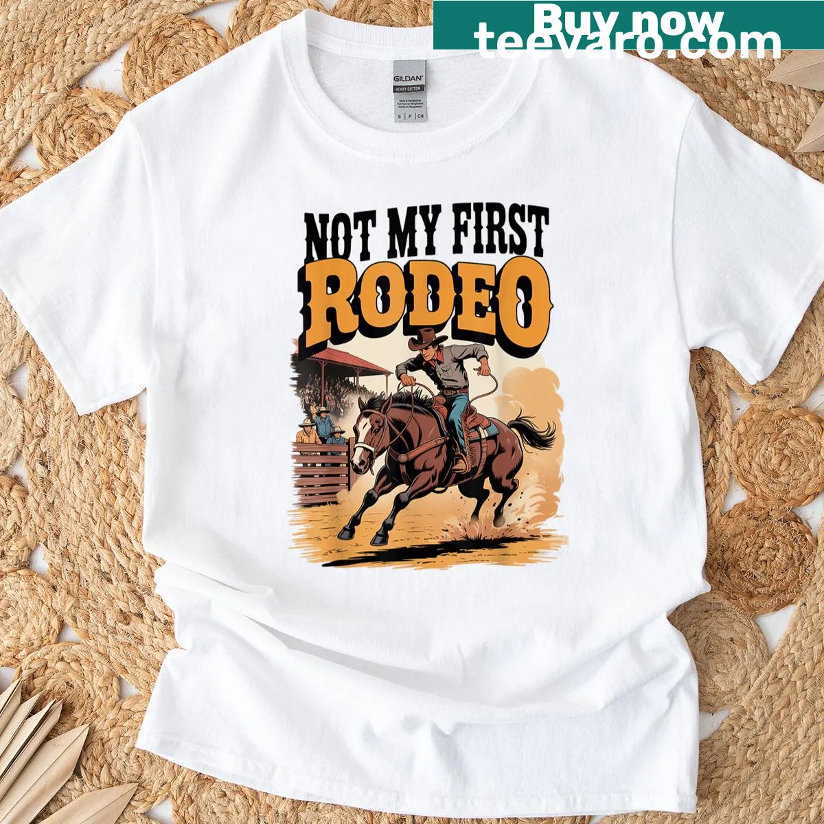 Vintage rodeo t-shirt with nostalgic text — on a men's t-shirt