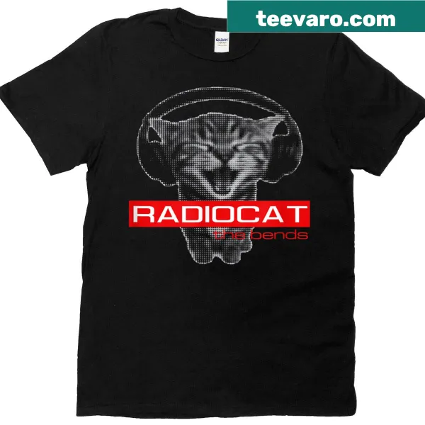 Funny T-shirt with a cartoon cat inspired by music themes