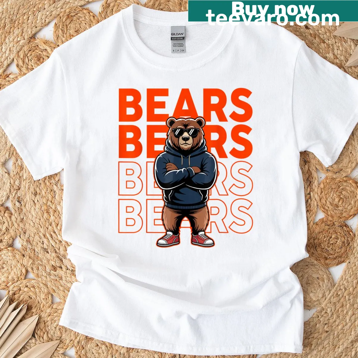 Retro bear graphic on a fun T-shirt suitable for all ages — on a men's t-shirt