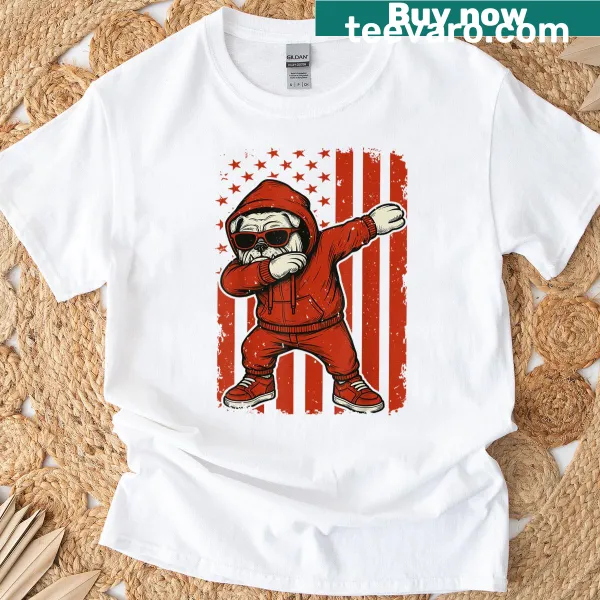 Cartoon bulldog dabbing graphic t-shirt design