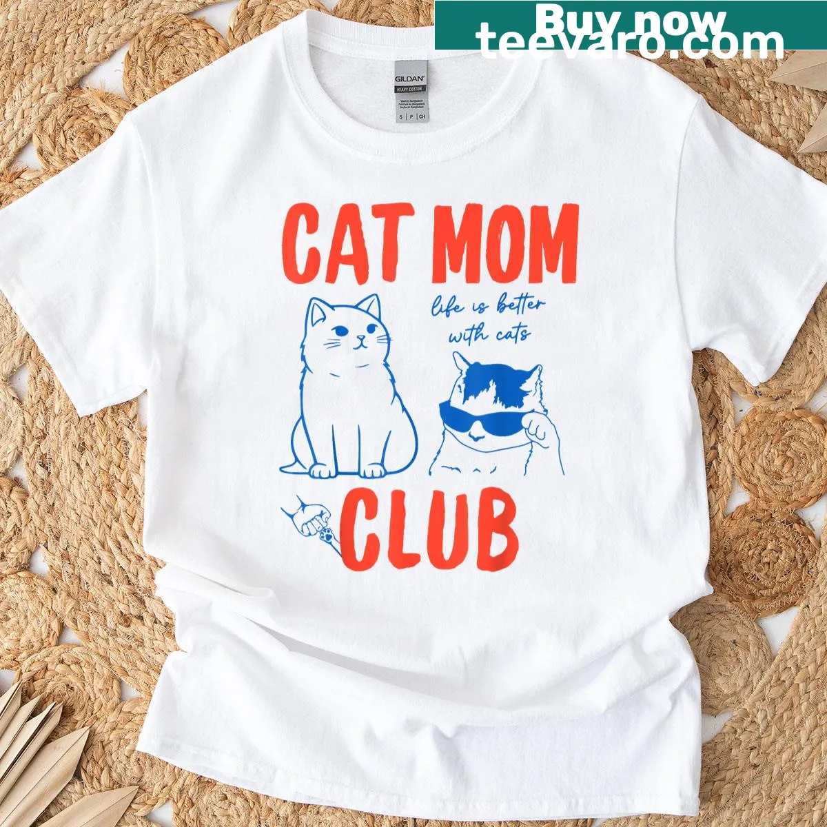 Retro Cat Mom Club T-shirt with funny cat meme — on a men's t-shirt