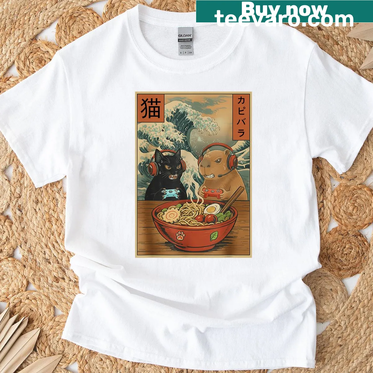 Retro-inspired design reflecting Japanese culture on a T-shirt — on a men's t-shirt