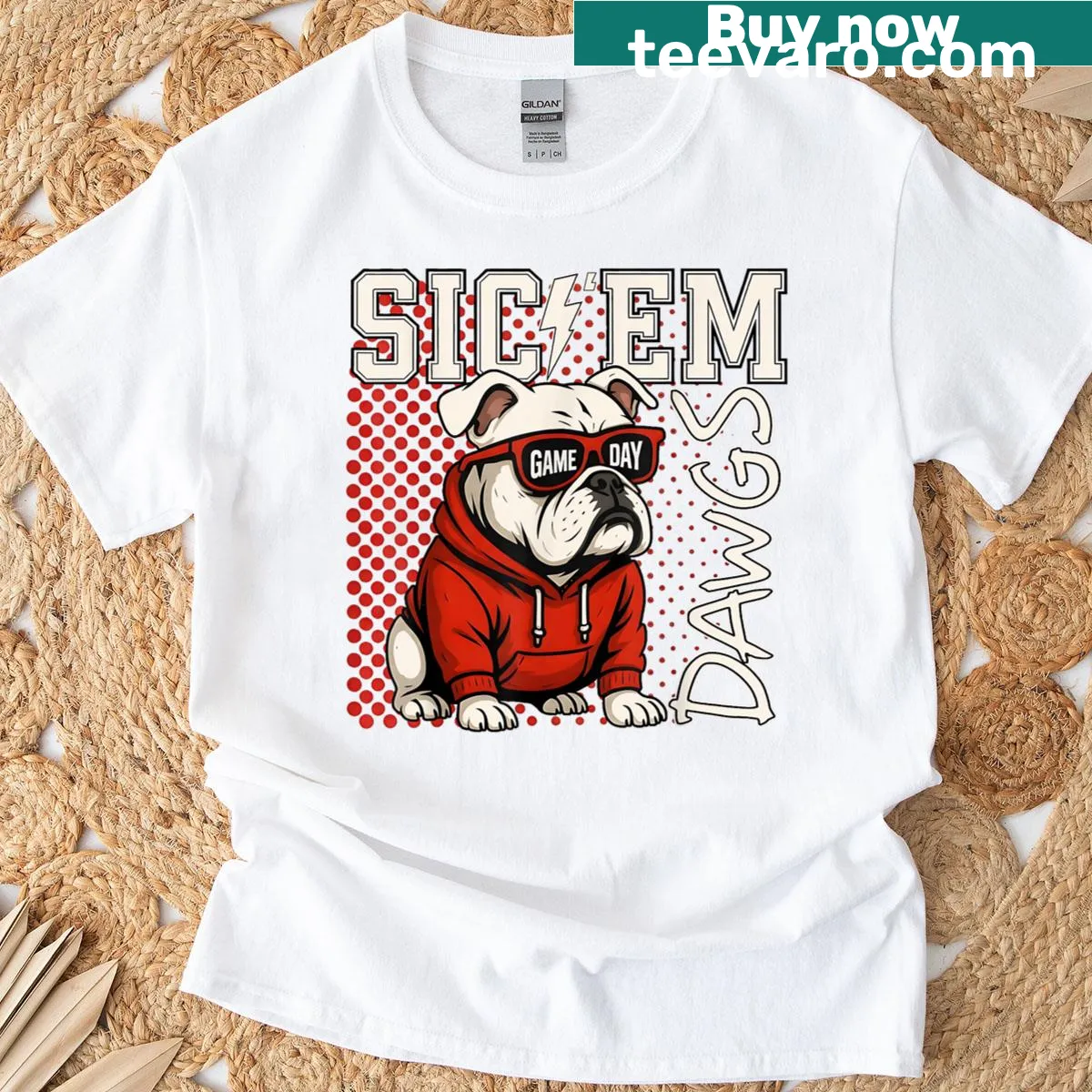 Funny cartoon bulldog graphic for sports and dog lovers — on a men's t-shirt