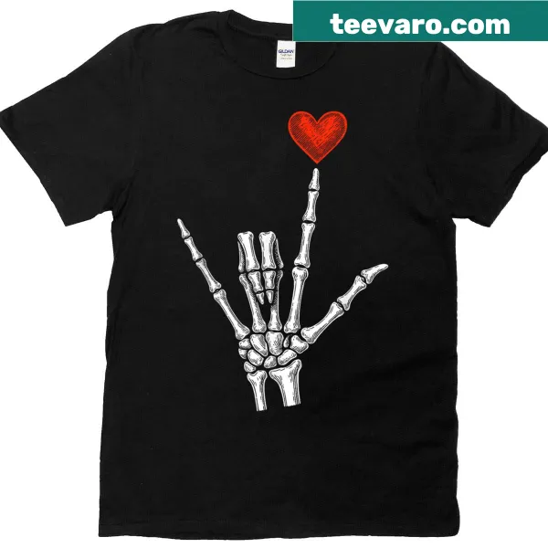Skeleton hand forming a heart for Valentine's Day t-shirt design