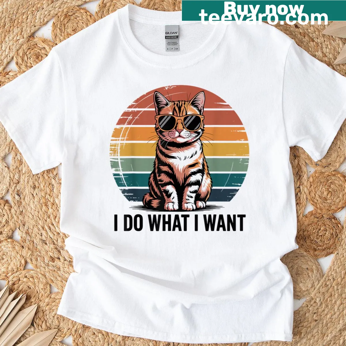 Funny T-shirt featuring a tabby cat and humorous phrase — on a men's t-shirt