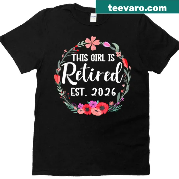 Floral retirement t-shirt for women with vintage design and slogan
