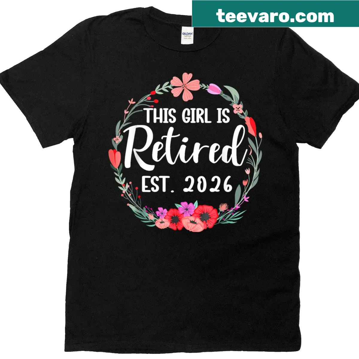 Floral retirement t-shirt for women with vintage design and slogan — on a men's t-shirt