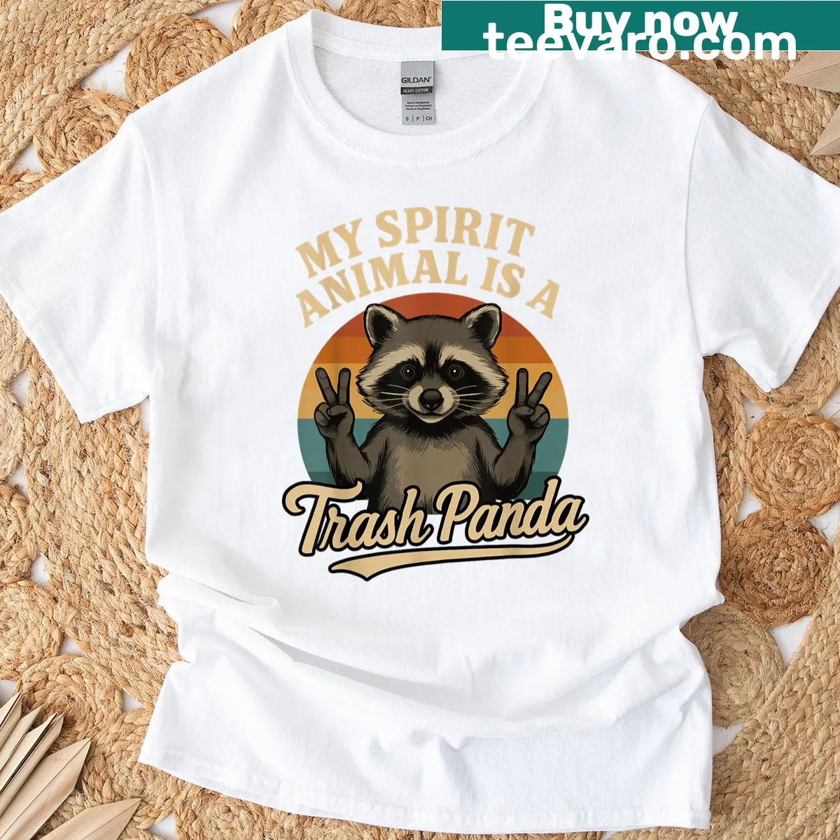 Funny raccoon meme t-shirt featuring a trashed panda graphic — on a men's t-shirt