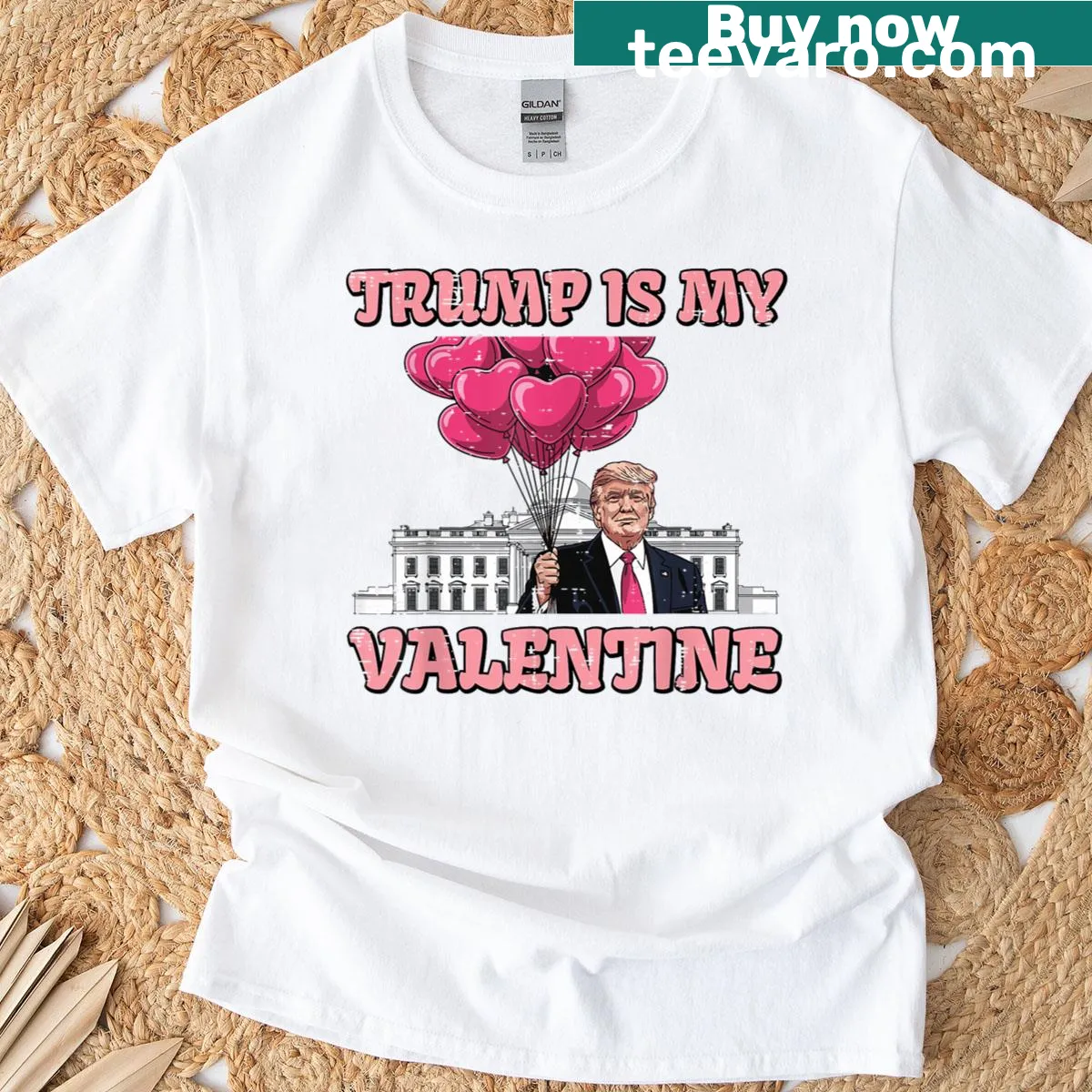 Funny Valentine's T-shirt with the phrase 'Trump Is My Valentine' — on a men's t-shirt