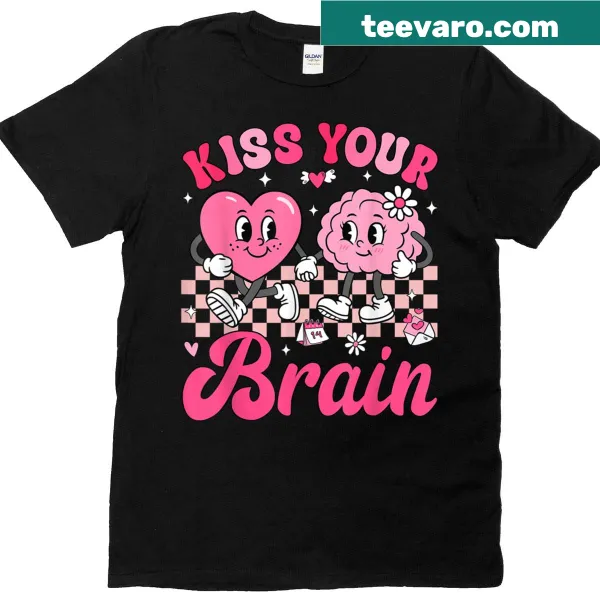 Student t-shirt with 'Kiss Your Brain' message design