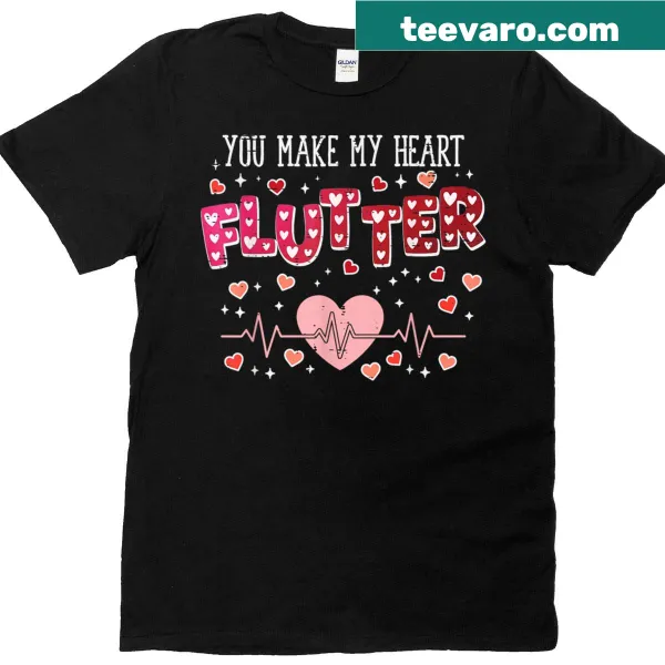 Heart flutter graphic for cardiac nurses on a T-shirt