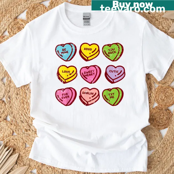 Cute Valentine's Day T-shirt featuring hearts and 'Be Mine' text