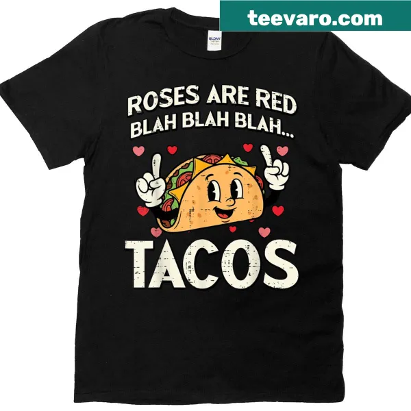 Funny Valentine's Day t-shirt with taco-themed design