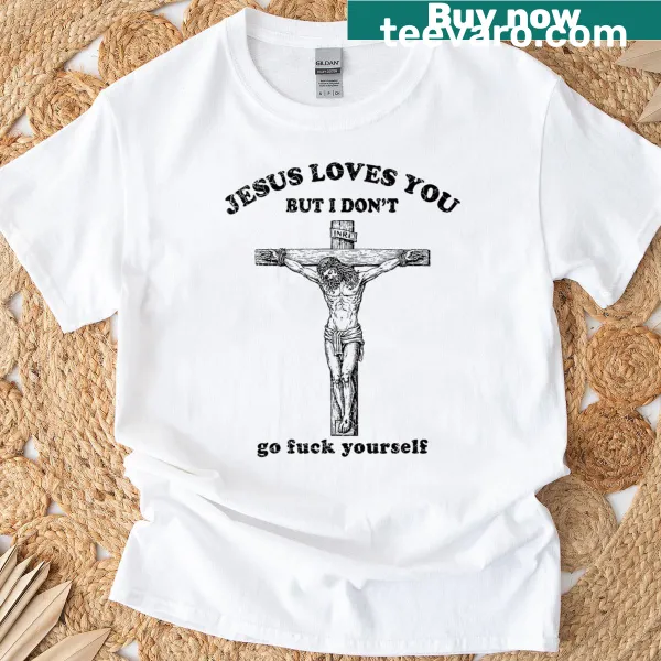 Vintage-style T-shirt with edgy religious humor design