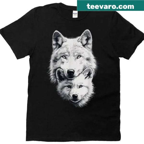 Cute Wolf Lover T-shirt with illustration of a wolf and cub