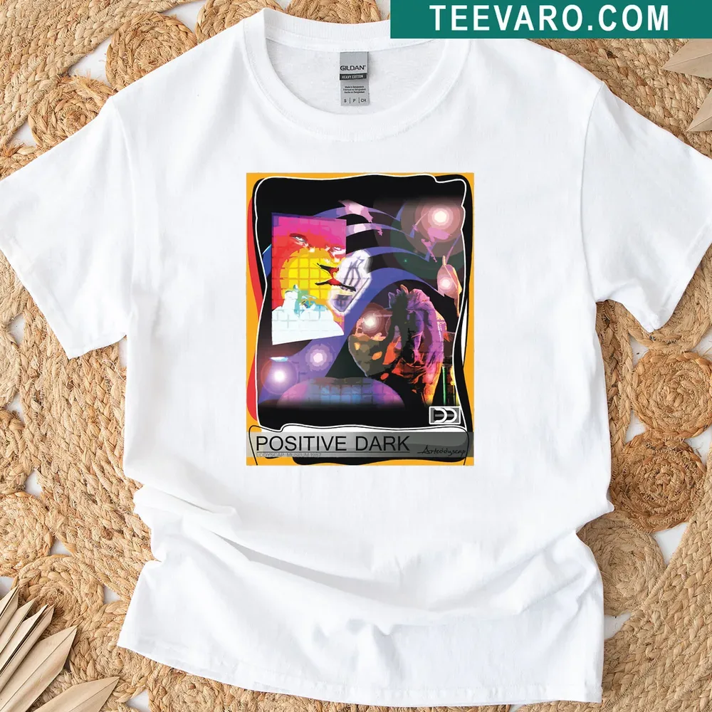 Abstract graphic t-shirt featuring Arteddyscap with a positive message — on a men's t-shirt