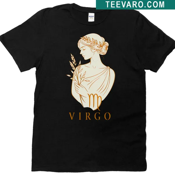Illustrated Virgo zodiac sign t-shirt featuring whimsical design elements